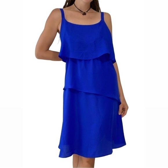 🥒 Eloquii NWT Blue Ruffle Tiered Summer Sleeveless Flowy Mini Dress Plus 16 - Picture 11 of 11